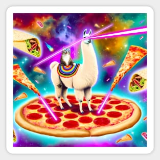 Funny Cat, Llama  with Pizza, Tacos, Lasers Vibrant Sticker